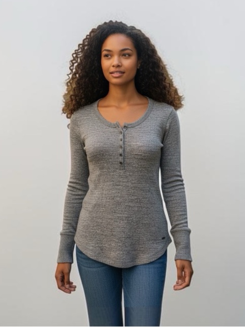 Abercrombie & Fitch Y2K Women’s  Gray Long Sleeve Top Size Small Preppy, 90s